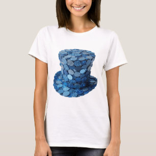 T-shirt Casquette argentée BLEUE COINS Texte 3D