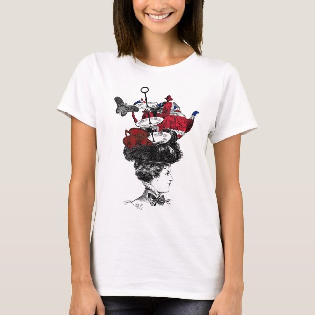 T-shirt Casquette britannique de thé après-midi (Devant)