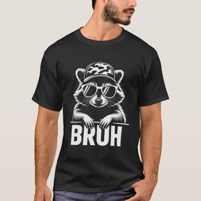 T-shirt Casquette Camo de Bruh Raccoon Trash Racoon (Devant)