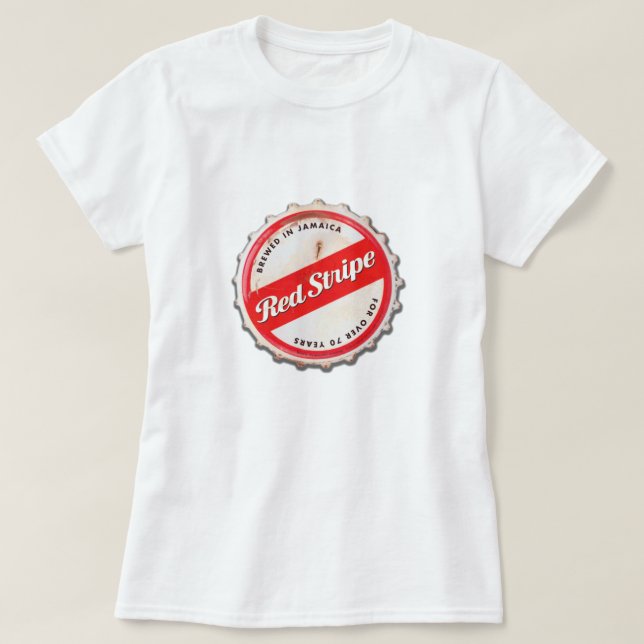 T-shirt Casquette de bouteille Red Stripe (Design devant)