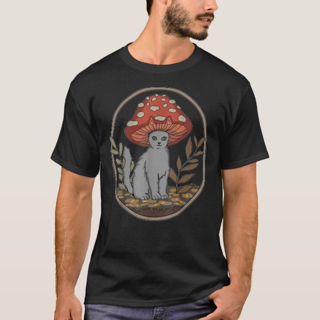T-shirt Casquette de champignon de chat (Devant)