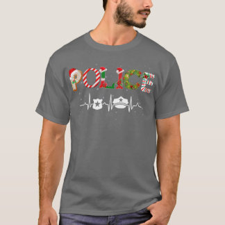 T-shirt Casquette de police Heartbeat Noël du Père Noël Ne