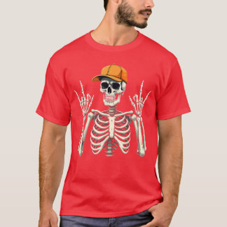 T-shirt Casquette de squelette de rockeur cool pour skater