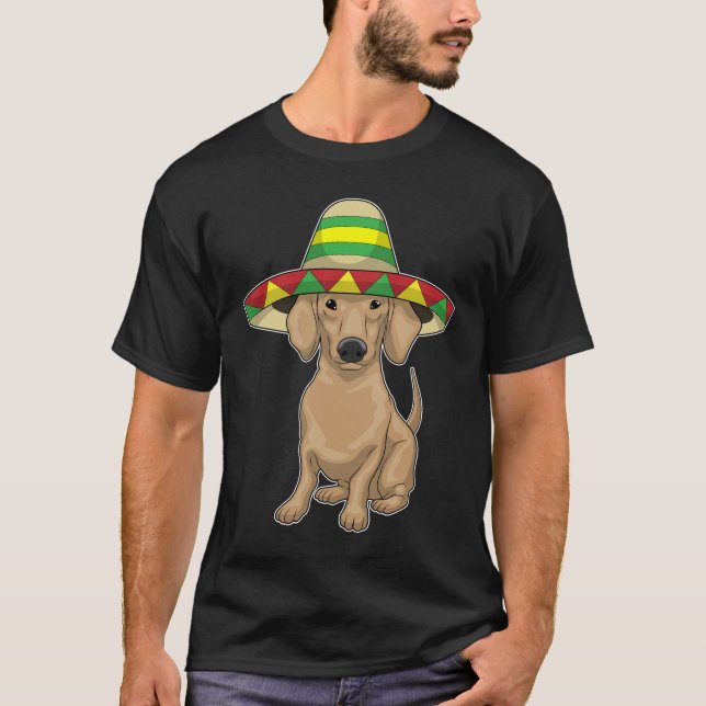 T-shirt Casquette mexicain Dachshund (Devant)