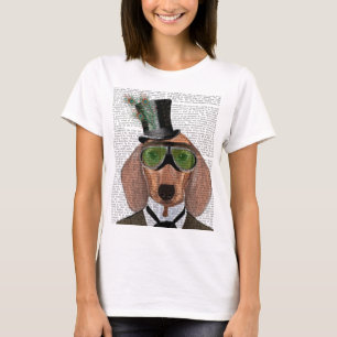 T-shirt Casquette supérieur de lunettes vertes de teckel