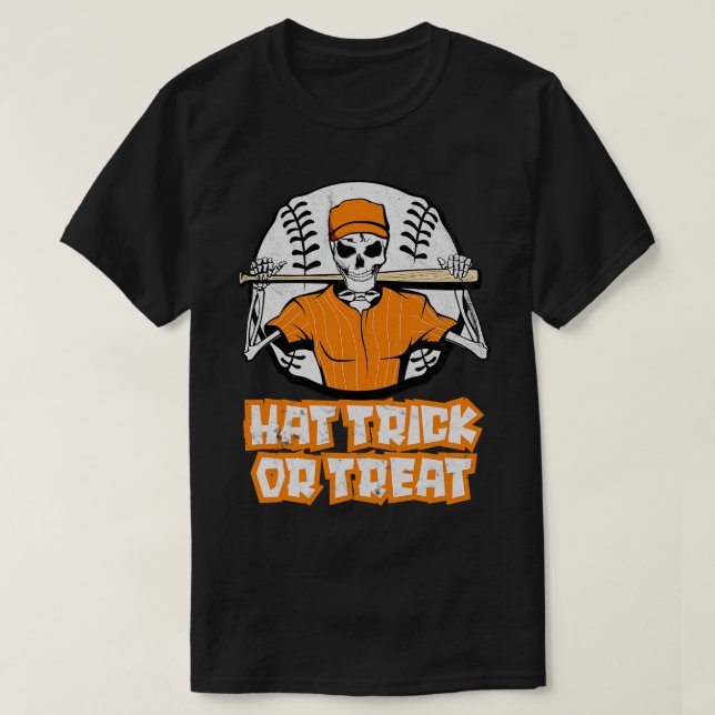 T-shirt Casquette Trick ou traiter Skeleton Baseball Hallo (Design devant)