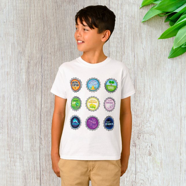 T-shirt Casquettes de bouteille de soda colorée (Créateur téléchargé)