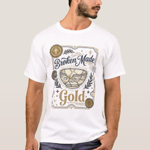 T-shirt Cassé Fait Or Jésus Kintsugi Poterie Cassée Chr