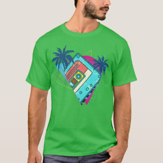 T-shirt Cassette Audio Palmreesropical Vaporwave amis