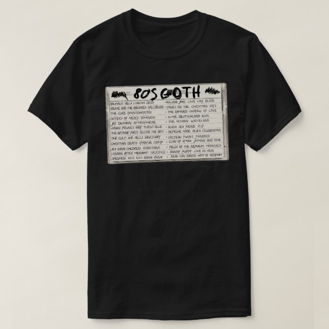 T-shirt Cassette de bande de 80s Goth Mix (Design devant)