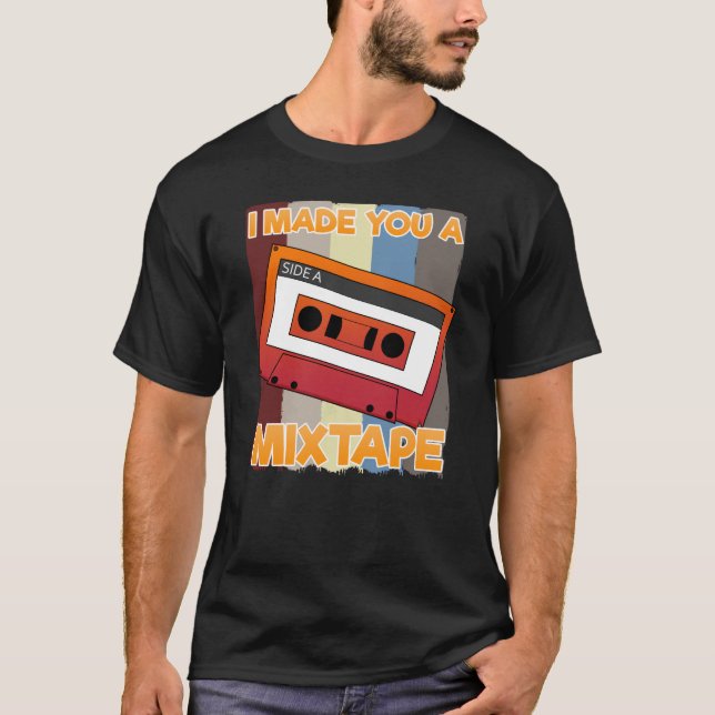 T-shirt Cassette De Musique Rétro 80s Je T'Ai Fait Une Mix (Devant)