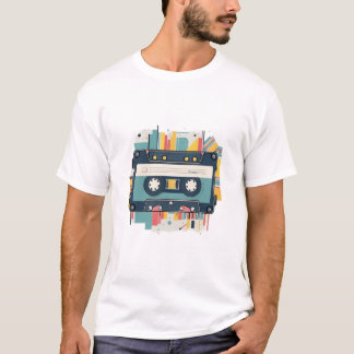 T-shirt cassette et radio sur bande