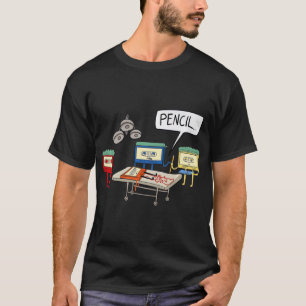 T-shirt Cassette Tape Docteur Fonctionnement Crayon 80s
