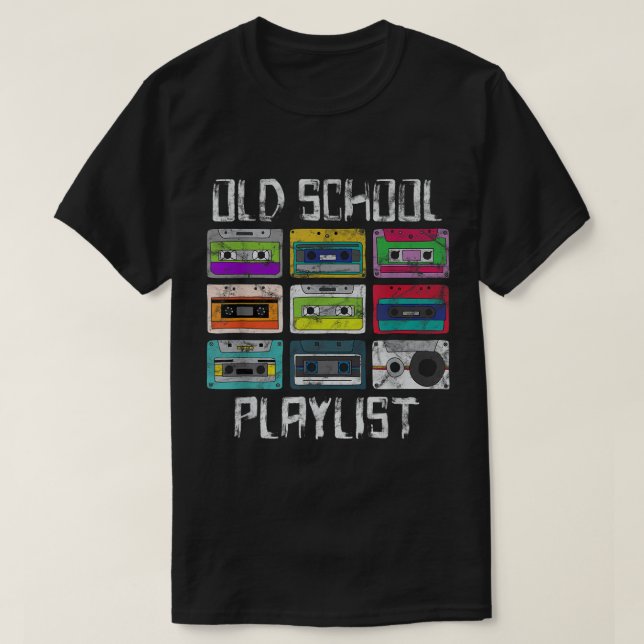 T-shirt Cassette Tape Musique Rétro 80s Old School Playlis (Design devant)