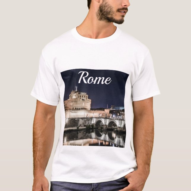 T-shirt Castel Sant Angelo la nuit à Rome (Devant)