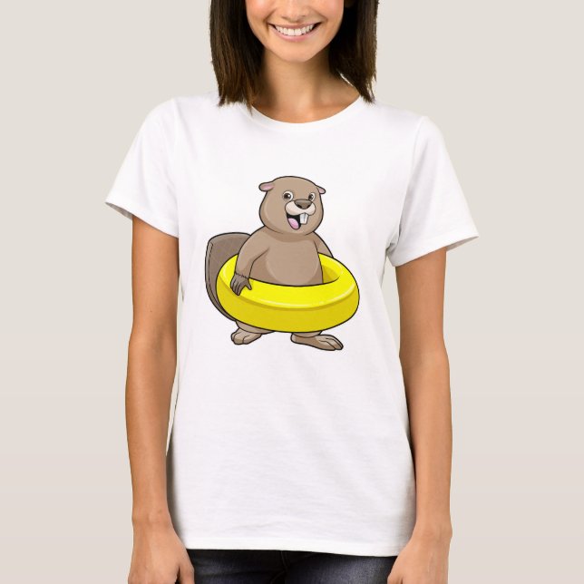 T-shirt Castor à la natation avec anneau de natation (Devant)