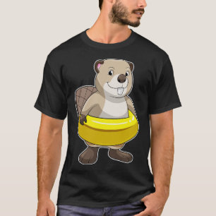 T-shirt Castor à la natation avec anneau de natation