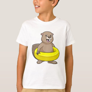 T-shirt Castor à la natation avec anneau de natation
