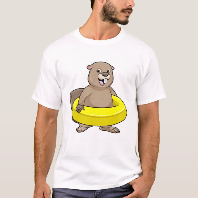 T-shirt Castor à la natation avec anneau de natation (Devant)
