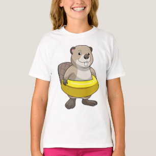 T-shirt Castor à la natation avec anneau de natation