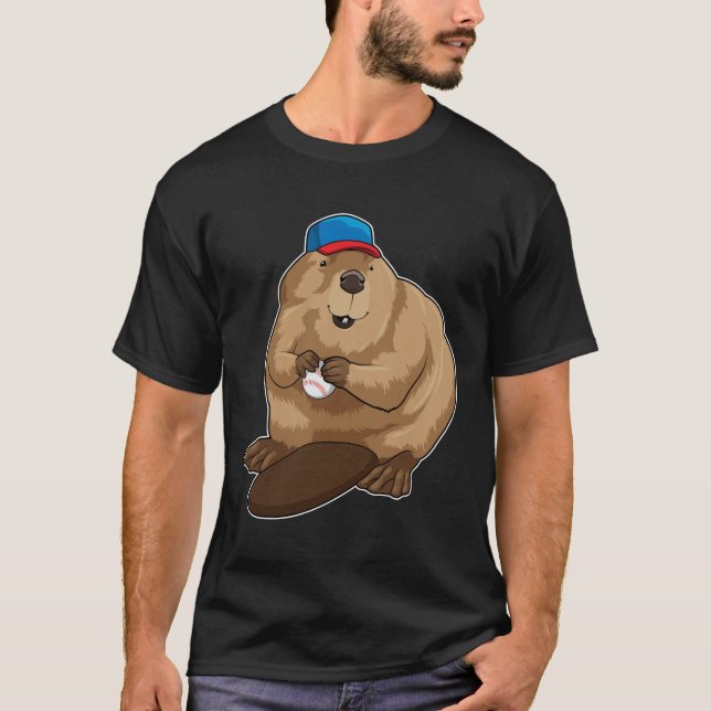 T-shirt Castor au baseball avec baseball (Devant)