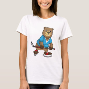 T-shirt Castor au hockey sur glace avec bâton de hockey su
