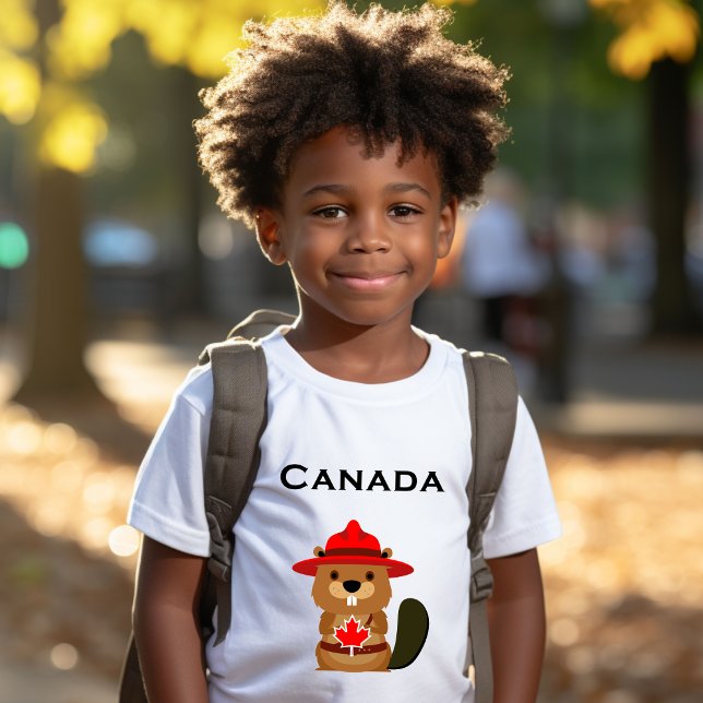 T-shirt Castor Canada mignon avec feuille d'érable couleur (Créateur téléchargé)