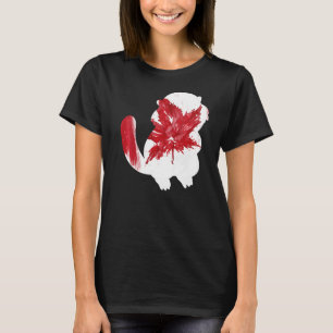 T-shirt Castor Dans La Feuille D'Érable Drapeau Canadien H