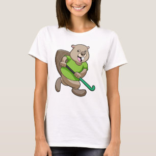 T-shirt Castor de Hockey avec batte de Hockey