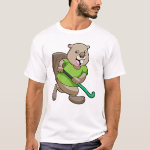 T-shirt Castor de Hockey avec batte de Hockey