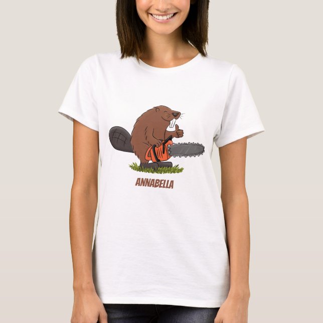 T-shirt Castor drôle avec humour de dessin animé de tronço (Devant)