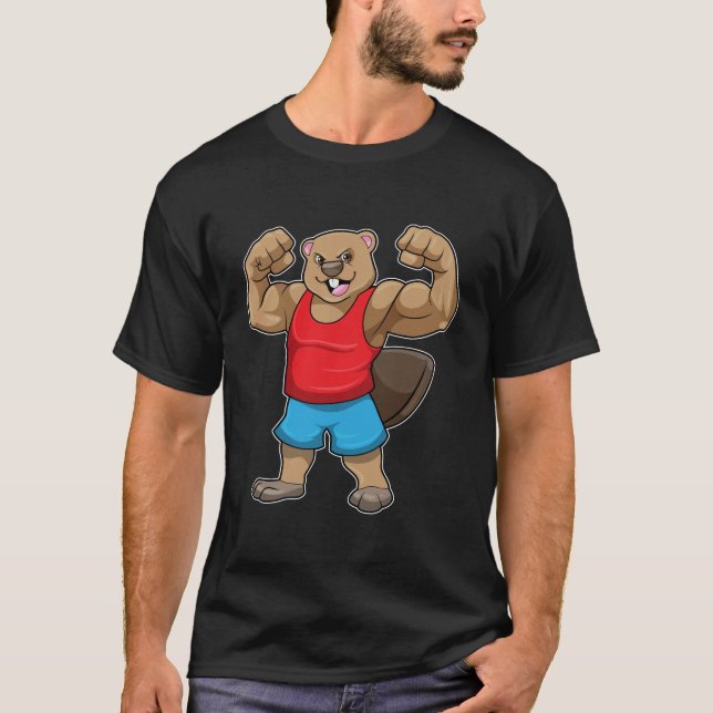 T-shirt Castor en Bodybuilder avec gros bras (Devant)