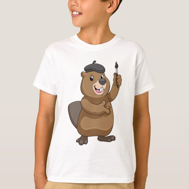 T-shirt Castor en peintre avec pinceau (Devant)