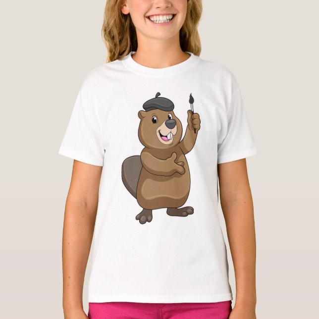 T-shirt Castor en peintre avec pinceau (Devant)
