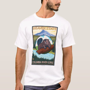 T-shirt Castor et capot de Mt. - gorge du fleuve Columbia,