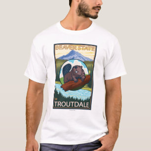 T-shirt Castor et capot de Mt. - Troutdale, Orégon