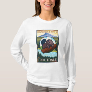 T-shirt Castor et capot de Mt. - Troutdale, Orégon