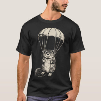 T-shirt Castor Parachutiste Drôle Castor Parachutisme Vint