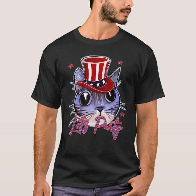 T-shirt Cat 4th of July Patriotic (Devant)