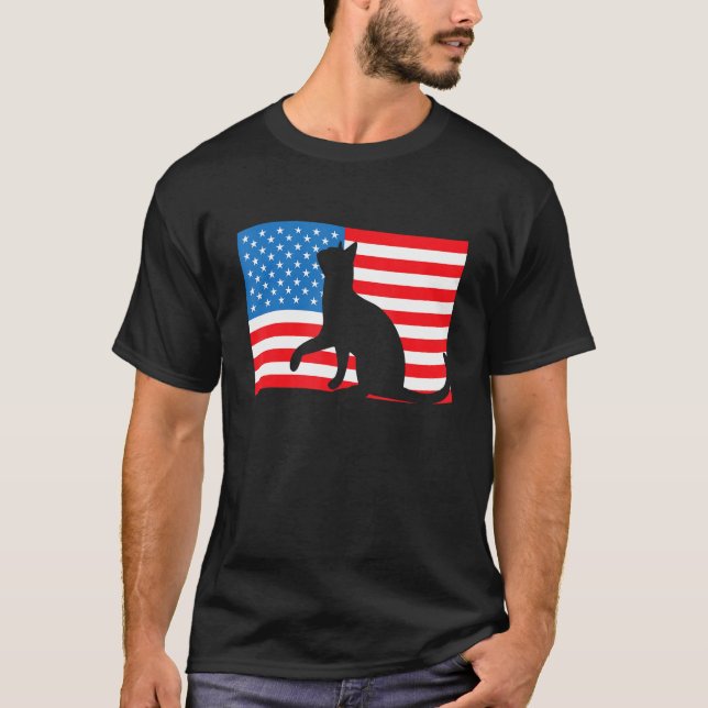 T-shirt Cat 4th Of July US Flag Patriotic American (Devant)