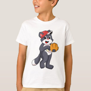 T-shirt Cat à base-ball avec ballon de baseball