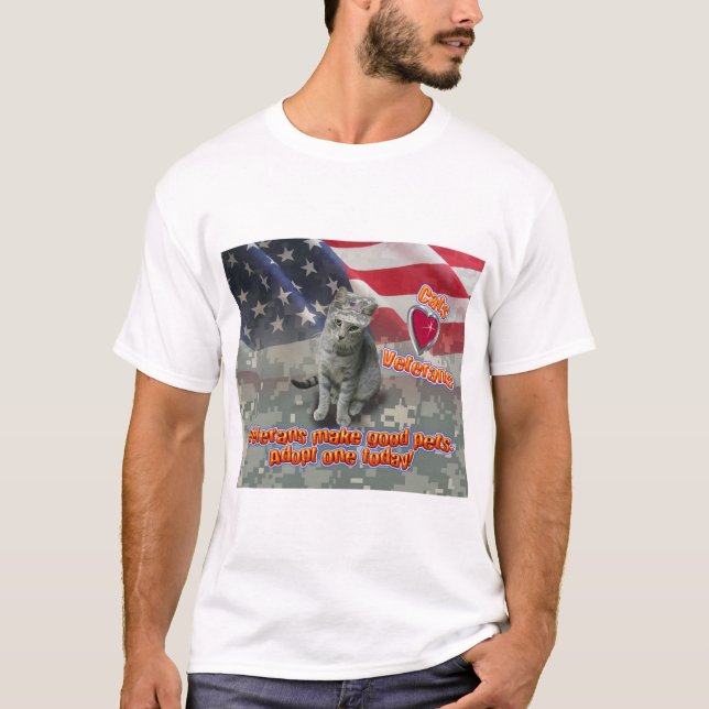 T-shirt Cat adopte un vétéran pour un ami à vie (Devant)
