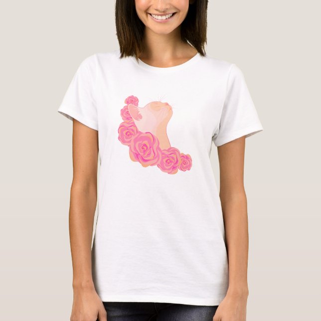 T-shirt Cat among roses (Devant)