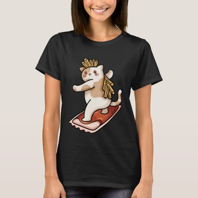 T-shirt Cat And Fries (Devant)