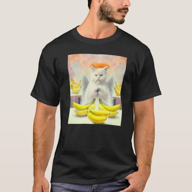 T-shirt Cat angel artwork meow kitty portrait cute banana  (Devant)