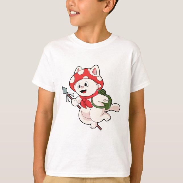 T-shirt Cat as Mushroom picker with Mushroom (Devant)