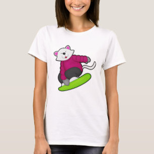 T-shirt Cat as Snowboarder