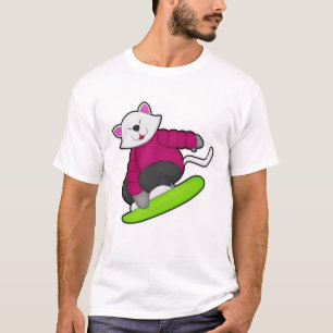 T-shirt Cat as Snowboarder