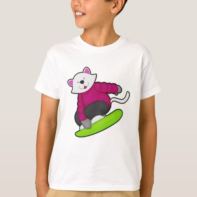T-shirt Cat as Snowboarder (Devant)