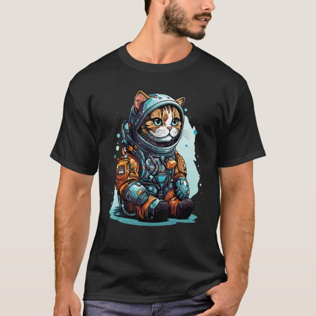 T-shirt Cat Astronaut Helmet Space Explorer Astronauts Cat (Devant)